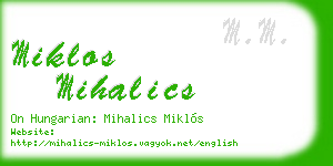 miklos mihalics business card